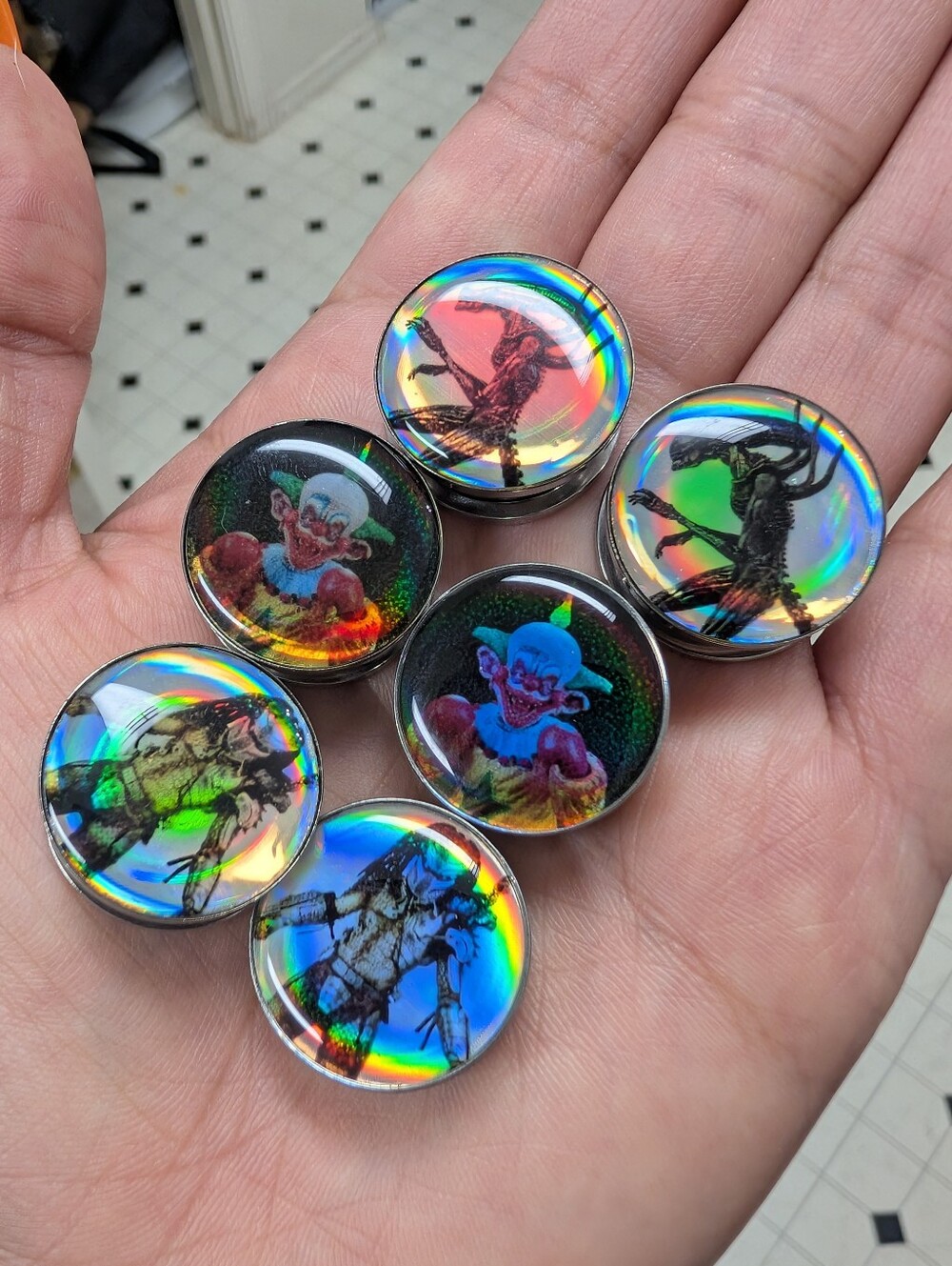 Halloween Horror Gauges 19mm 3/4" Holographic Plugs Tunnels For Stretched Ears